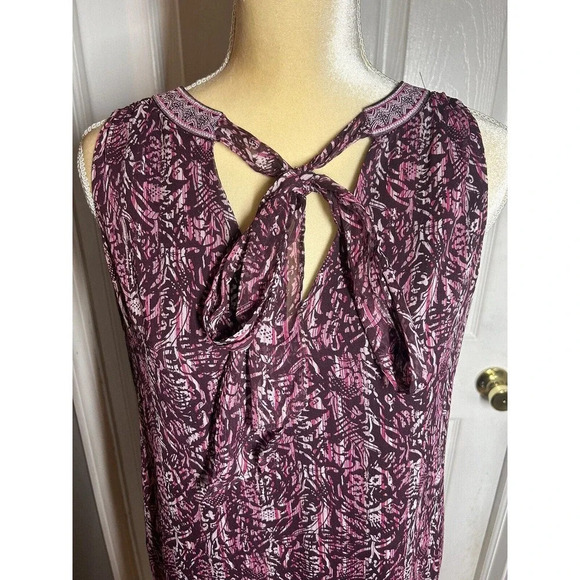 White House Black Market Raspberry Floral Sleeveless Chiffon Tiered Dress Sz S - Picture 3 of 12